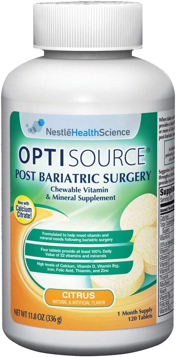 Optisource Bariatric Supplement Chewable Tablet, 11.8 Ounce - 12 per case.