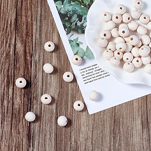 Kissitty 200-Piece 8mm Natural Unfinished Round Wood Beads Original Color Ball Spacer Loose Beads for DIY Jewelry Making (Lead Free)