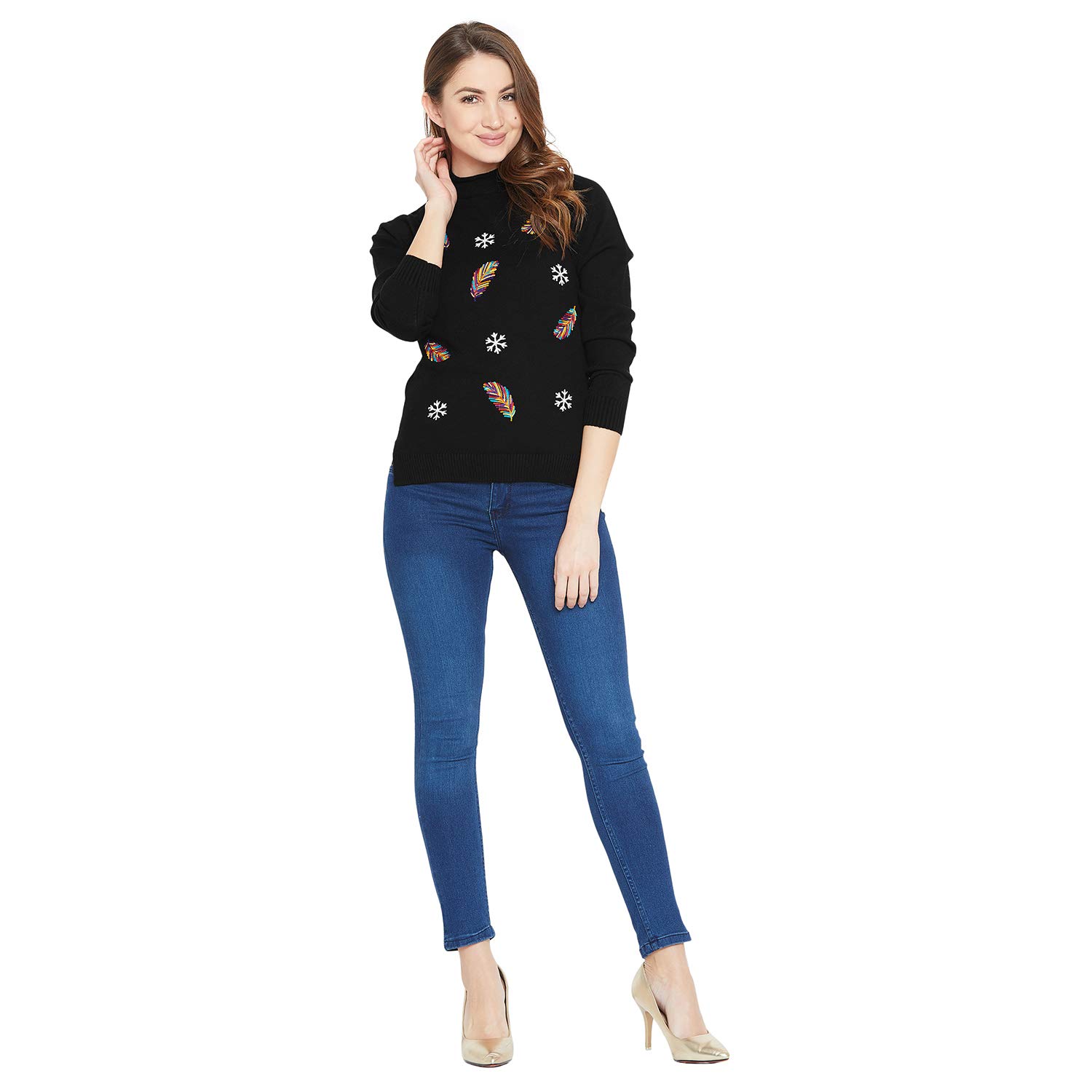 camey women black full sleeve woolen top