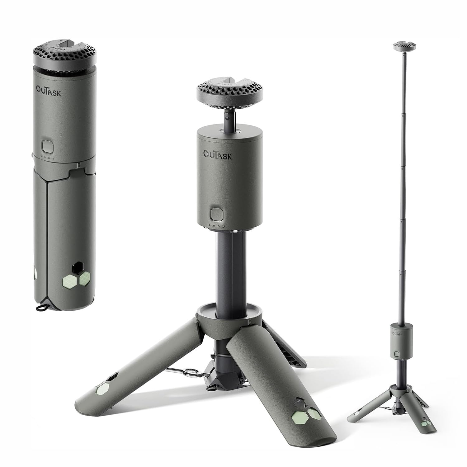 OUTASK Portable Camping Lantern Rechargeable, with 3 Modes, Type C Charging,720° Stereo Lighting, Camping Lamp & Flash Light for Adventure, Emergency, Camping, Hiking Light, Army Green