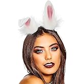 Outyua Plush Bunny Ears Headband Halloween White Rabbit Ears Hairbands Cosplay Costume Accessories for Women