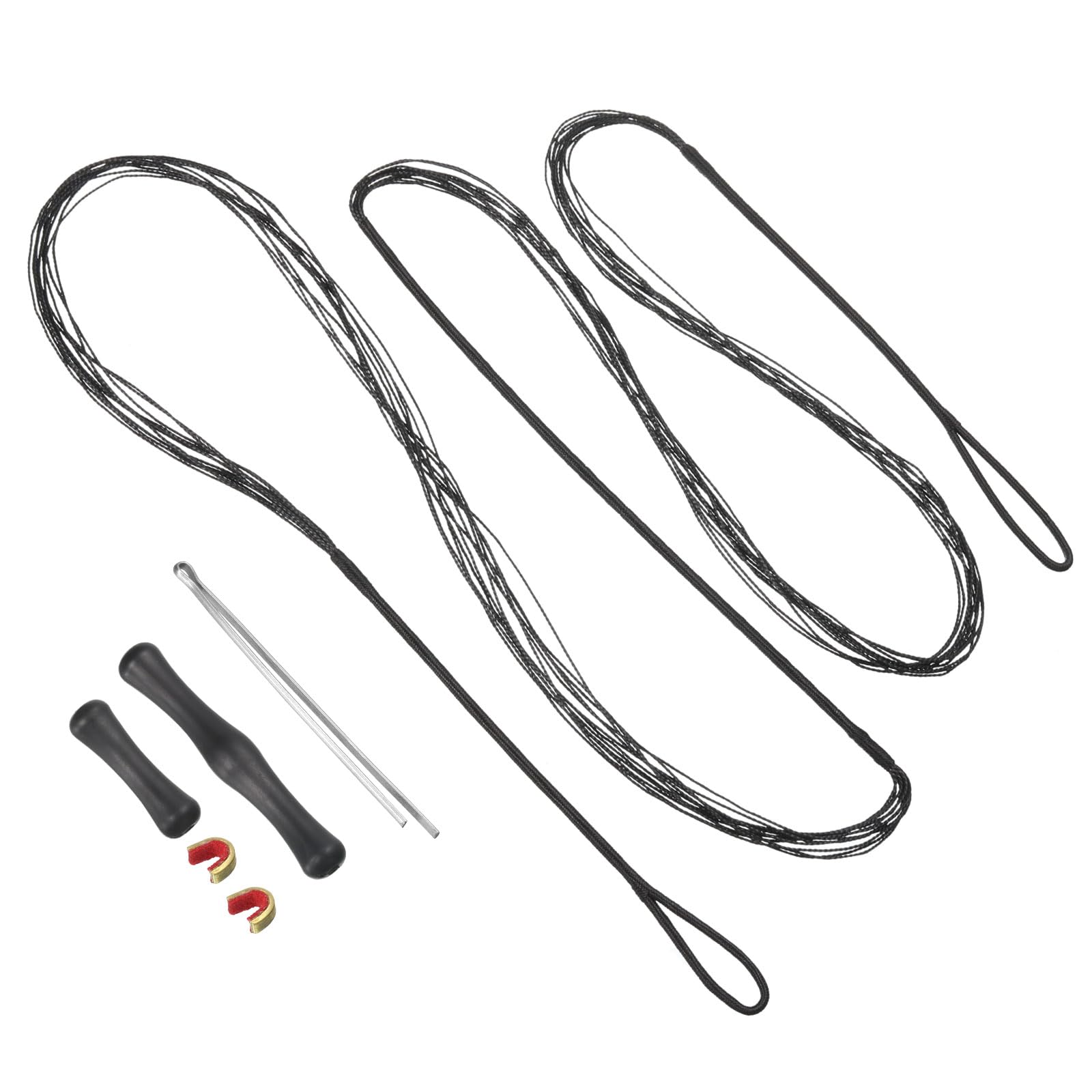 PATIKIL Bow String Replacement with 2 Nock Points Bowstring Finger Guards for AMO 58", 12 Strands Traditional Recurve Bowstring, Black