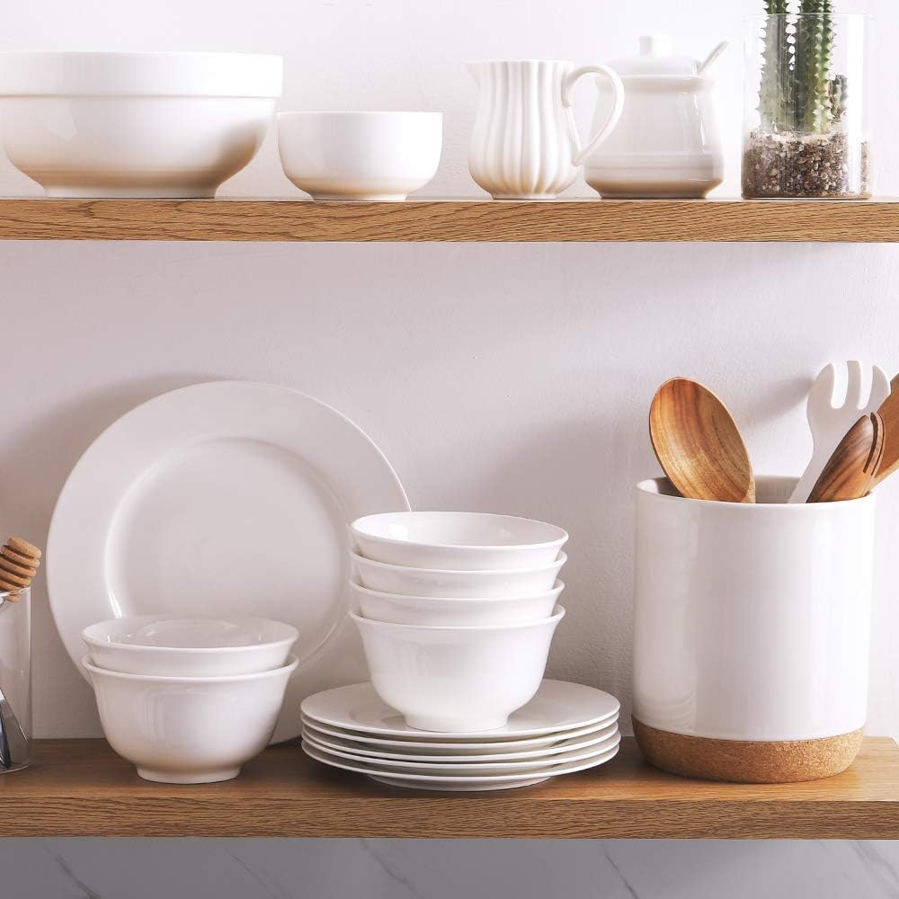  | DOWAN Soup Bowls for Kitchen, White Deep Cereal Bowls, 20 Ounces Classic Round Style Ceramic Bowls Set For Cereal Soup Oatmeal Dessert, Dishwasher and Microwave Safe, Set of 6: Cereal Bowls