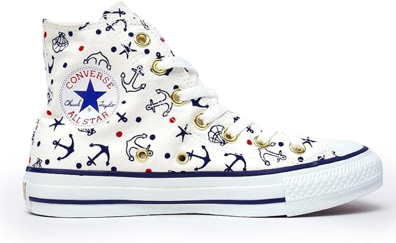 Amazon コンバース オールスター マリンドット Hi ハイカット レディース ゴールドハトメ トリコロールカラー All Star Marinedot Hi ホワイトトリコ 22 5cm Usa3 5 スニーカー