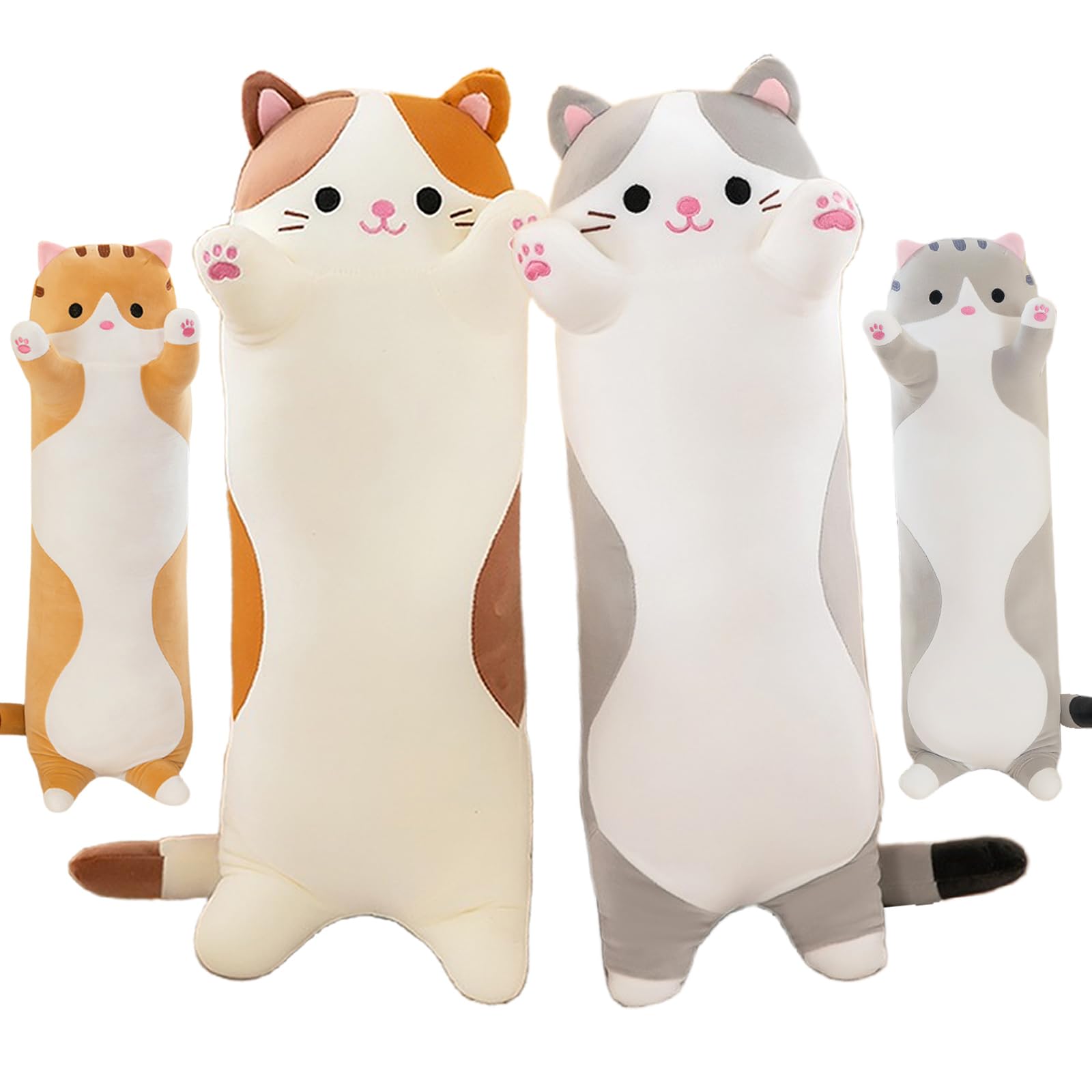 AMOZO Long Cat Plush Pillows, Cute Cat Stuffed Animal Kitten Soft Huggable Cat Plush Toys Pillow for Kids and Adults, 1pcs, 50cm/Grey