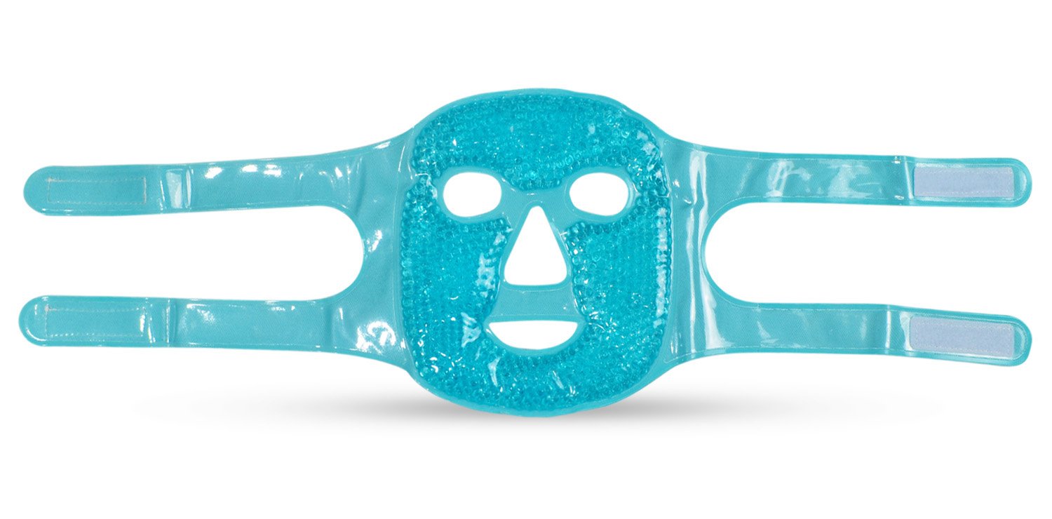 PerfeCore Facial Mask - Get Rid of Puffy Eyes - Migraine Relief, Sleeping, Travel Therapeutic Hot Cold Compress Pack - Gel Beads, Spa Therapy Wrap for Sinus Face Puffiness Headaches - Gel Mask - Blue : Beauty