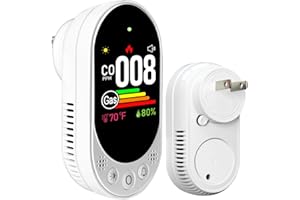 LSENLTY Upgraded Plug in Combination Natural Gas Leak Detector and Carbon Monoxide Detectors, 4-in-1 Plug-in Wall Design CO & Gas Detector with HD Screen&Indicator& 85dB Alarm for Home, Kitchen, RV