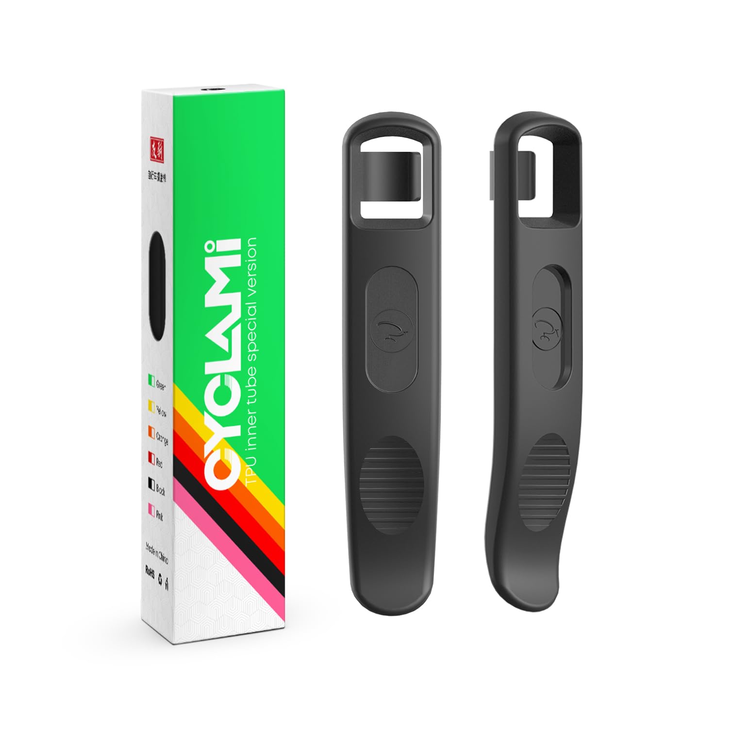 CYCLAMI Set of 2 Bicycle Tyre Levers, Ultra Strong Bicycle Tire Levers, Cycling Accessories Suitable for MTB and Road Bike Tire Levers Tools (BLACK)