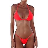 XUNYU Thong Bikini Sets for Women - Brazilian Micro String Bikinis Sexy Two Piece Swimsuit Triangle Top Halter Bathing Suits