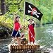 Hestya Jolly Roger Flag Pirate Skull Flag for Pirate Party Halloween Decoration Birthday Gift Pirate Day Christmas Gift, 3 by 5 Feet (Skull and Red Scarf, 2 Pieces)