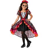 CFGPMM Day of Dead Costume Girls Skeleton Skull Dress Dia De Los Muertos | Mexican Floral Headpiece, Full Skirt, Halloween Party, Cosplay Parade, Carnival Show