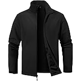 ZITY Men's Softshell Jacket Fleece Lined Lightweight Waterproof Rain Jacket Zip Up Soft Shell Windproof Windbreaker