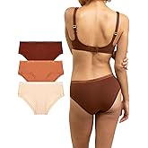 Women's Organic Cotton Mid-Rise Hipster 3-Pack, Extended Sizes; XS-3XL, Natural Knickey Panties, Breathable Underwear for All