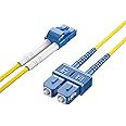 5m OS2 LC to SC Fiber Patch Cable, Single Mode Fiber Optic Cable, SMF Duplex LC-SC UPC, 9/125um, LSZH, Yellow, for 1G/10G SMF SFP Transceiver, Fiber Networks