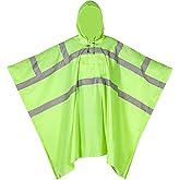 High-Visibility Safety Reflective Waterproof Rain Poncho Work Rain Gear Safety Jacket Suitable for Outdoor Workers Hiking Emergency Use ANSI Class 3 PVC-Coated Polyester