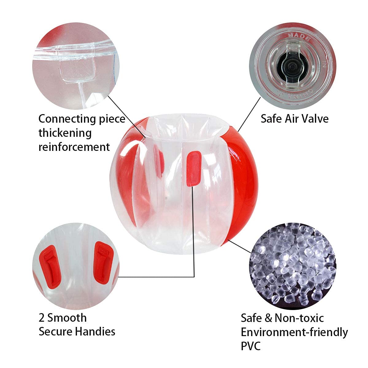 SUNSHINEMALL 2 Pack Sumo Balls for Kids Bumper Balls (3ft/0.90m) Inflatable Bubble House Summer Outdoor Toys for Adults Yard Human Hamster Ball Active Play(Red+Blue 36