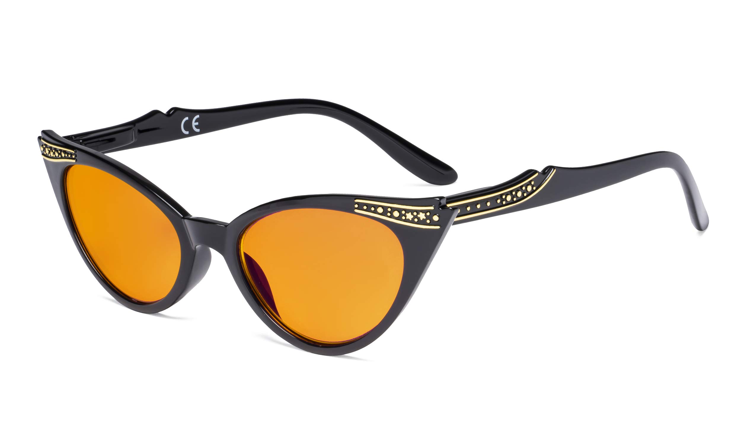 Eyekepper Ladies Blue Light Blocking Glasses with Orange Filter Lens for Sleeping - Cateye Computer Eyeglasses Women - Black