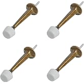 HOMOTEK 4 Pack Heavy Duty Solid Rigid Door Stop with Soft Rubber Tip, Zinc Die Cast Door Stopper Protect Wall &amp; Door,Brass Bronze