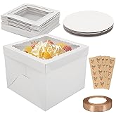 YTAXZ Cake Boxes, 10pcs Tall Cake Box with Window, White Bakery Boxes,10x10x8 Inches Large Baking Boxes, Square Cardboard Cake Box for Multi-Layer Cakes, Cake Decorating Supplies for Gift Giving