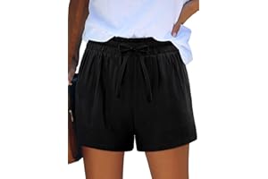 ONLYSHE Womens Shorts Summer Elastic Waist Shorts Casual Solid Color Shorts Ladies Comfy Lightweight Shorts with Pockets
