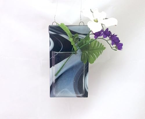 Amazon Com Pocket Vase Black White Fused Glass 6 5 X 3 5 Wall
