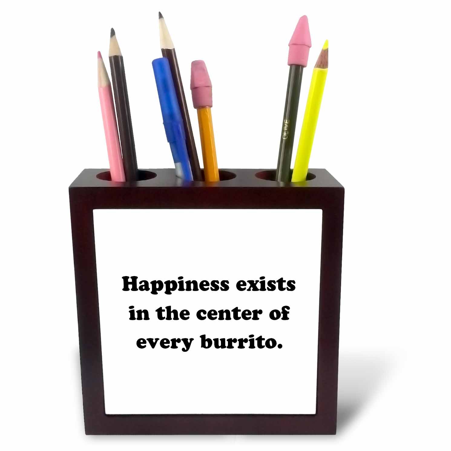 3dRose ph_243899_1 5-Inch "Happiness Exists in The Centre of Every Burrito" Tile Pen Holder