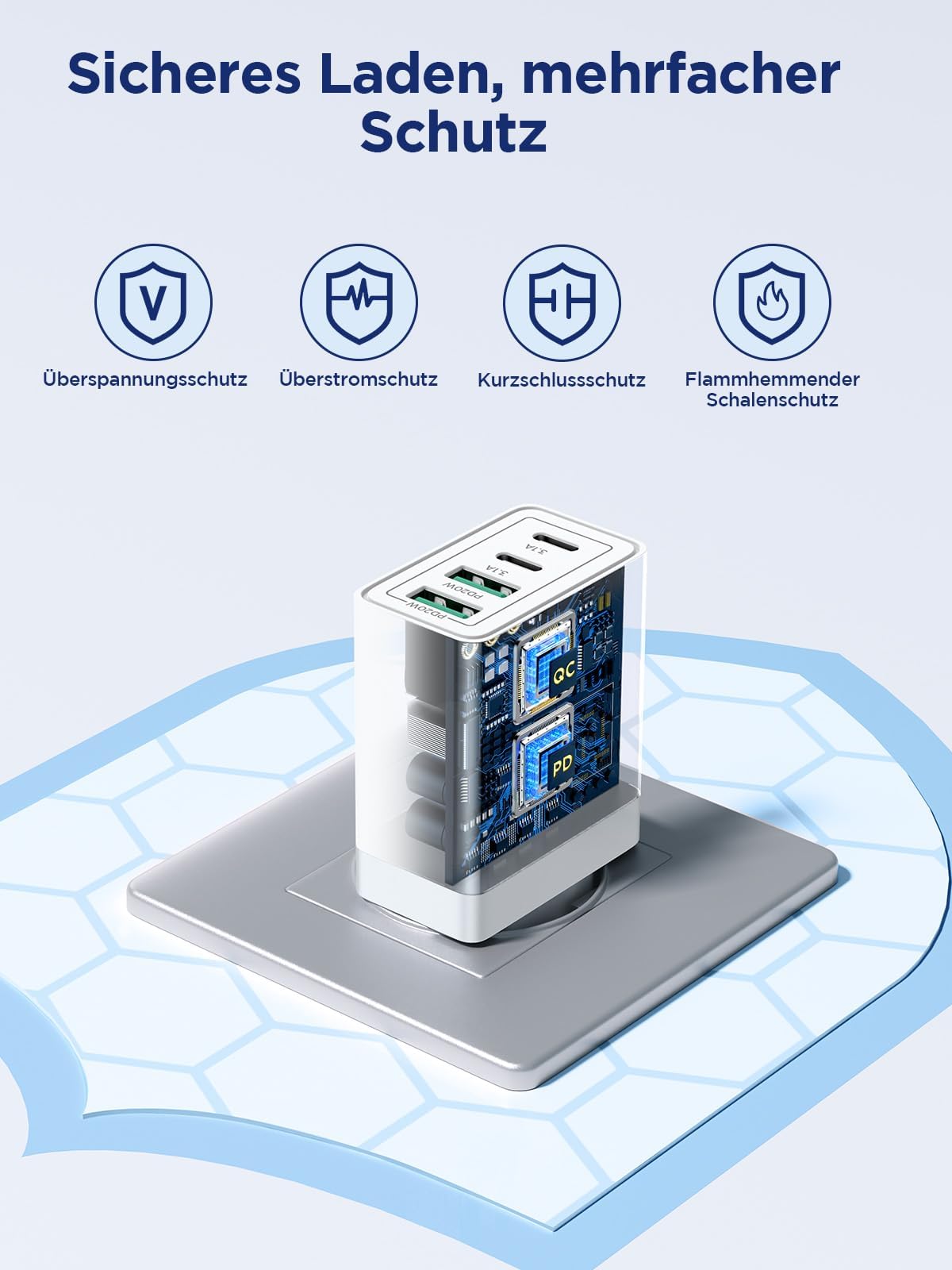 Aioneus USB C Ladegerät, 4 Ports Mehrfach Ladegerät mit USB-C und USB-A, 40W Schnellladegerät PD 3.0 Power Adapter USBNetzteil für iPhone 16 15 14 Pro Max 13 12 11 SE 2020 XS XR 8 7, Samsung, Handys 4