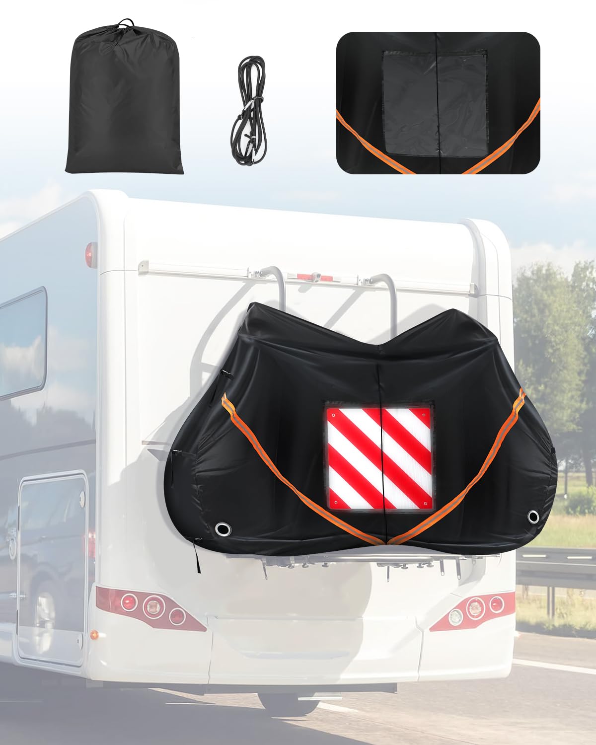 SUPAREE 2 Bikes Bicycle Cover Storage Outdoor Folding Bike Cover Waterproof Bike Covers for Transport 2 Bikes 420D Oxford Heavy Duty for Motorhome Car Hitch Travel Camping Transportation