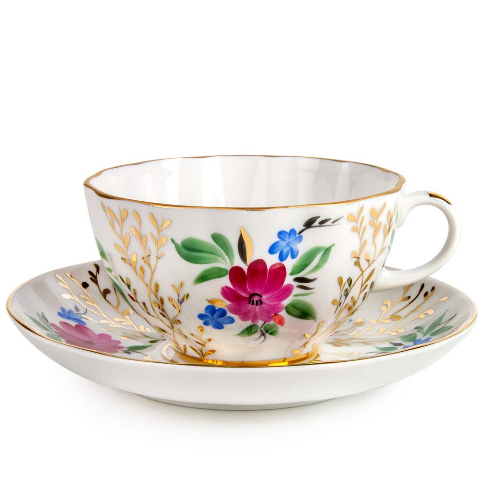 Buy Imperial Lomonosov Porcelain Tea cup and Saucer Set, 22k gold