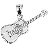 Claddagh Gold 925 Sterling Silver Acoustic Guitar Charm Pendant