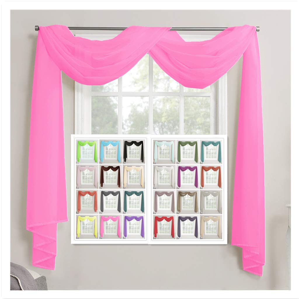 Megachest TAILORED VOILE WINDOW SCARF PELMET (hot pink, 56"X197"X1 Panel)