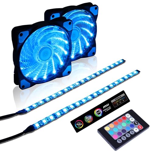 Ds Led Fans DS 2Pack 120MM RGB Case Fans with PC LED Strip Lighting, LED Silent ...