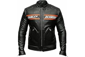 TJVZ Mens Black Leather Jacket 100% Genuine Cowhide Leather Biker Jacket for Men