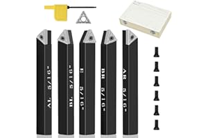 SENDUO 5/16" Indexable Carbide Turning Inserts Holder Set for Machining Lathes, 5 Pcs Set Metal Lathe Tools Inserts Bits with Carbide Inserts TCMT090204.
