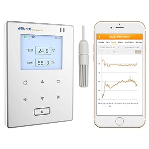 Elitech RCW-800 WiFi Temperature and Humidity Data Logger Wireless Remote Monitor. 24/7 Monitoring, Alerts & Historical Data. Free iPhone/Android Apps, Monitor from Anywhere, Anytime!