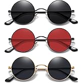 MEETSUN Small Round Polarized Sunglasses for Men Women Metal Retro Hippie Circle Sun Glasses Driving Festival Cosplay UV400