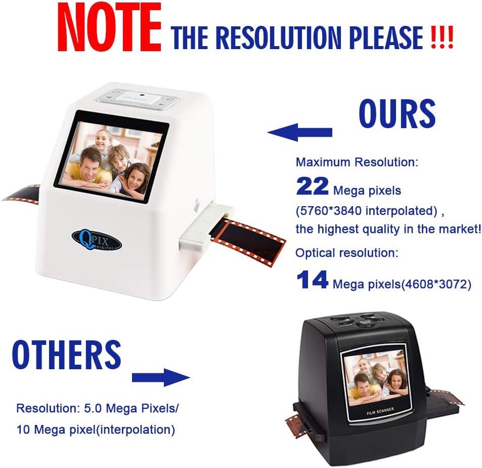 Digital Photo Slide & Film Scanner with Popular Scanner 2.4 inch 8.1 Mega Pixels 4 in 1 Photo and Film Scanner 135 Negative Scanner Photo Scanner Combo Scanner Views on Your Computer or USB(Black): Electronics