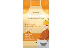 Made by Nacho Dry Cat Kibble 2lb Bag, High Protein and Grain-Friendly Premium Cat Food, Cage-Free Chicken & Pumpkin Recipe, Infused with Bone Broth for Hydration, Limited Ingredients, Single Bag