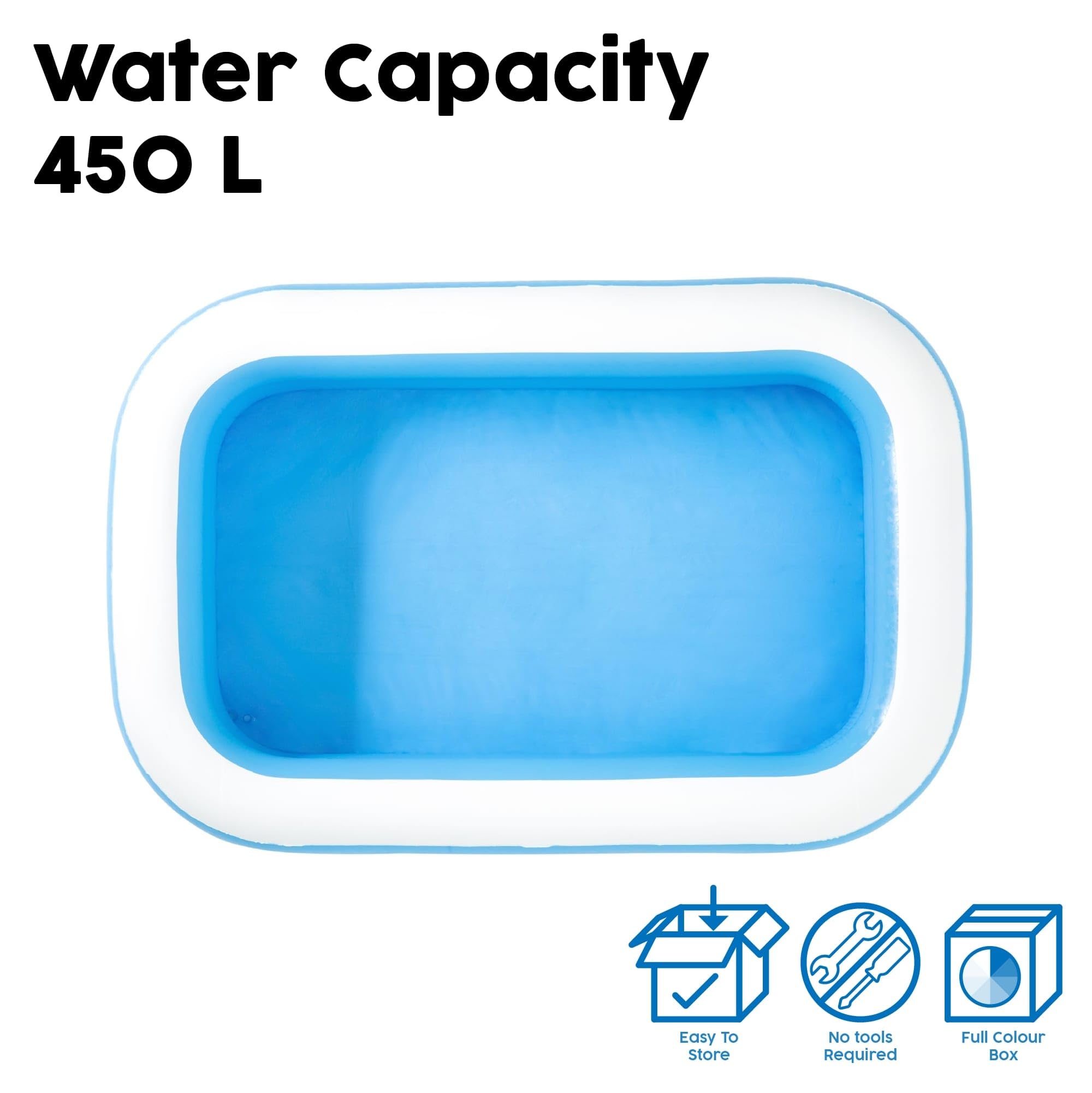 Bestway 54006 - Planschbecken 262x175x50cm Blue Rectangular Family Pool 6