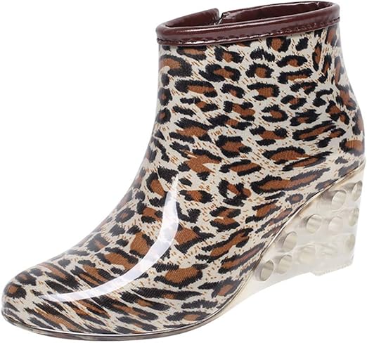 leopard ankle rain boots