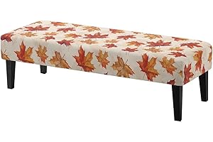 Cugasmaru Fall Maple Leaf Bench Covers Stretch Rectangle Stretch Dining Bench Cover Anti-Dust Removable Bench Slipcover Farmhouse Seat Decorative Protector for Living Room,Bedroom,Kitchen