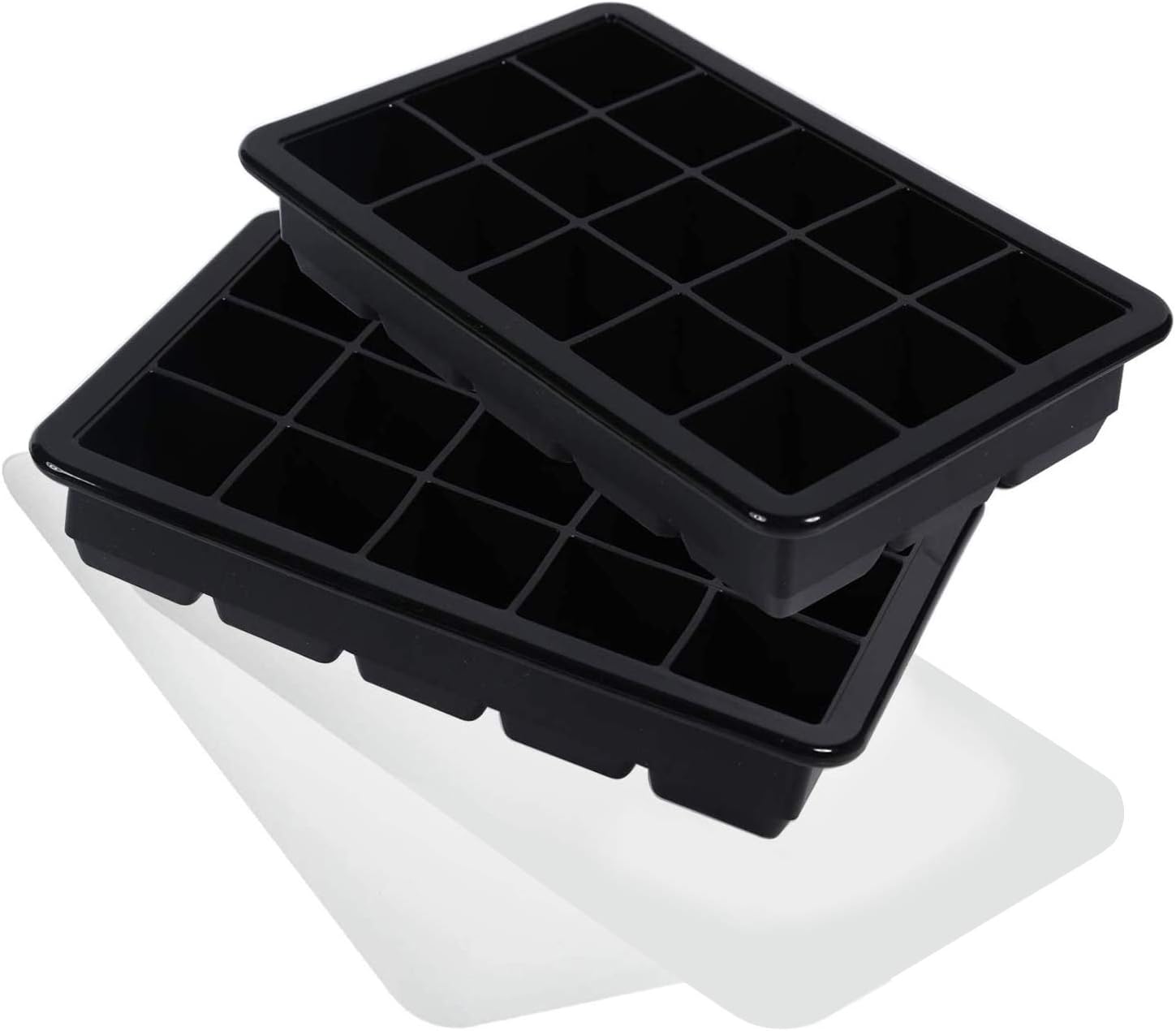 LessMo Eiswürfelform, 2er Pack große Silikon Eiswürfelbehälter mit Deckel, BPA-Frei Für 30 Große Eiswürfel (3cm) [Updated]