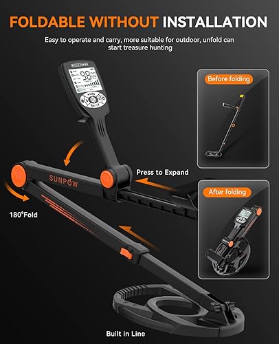 SUNPOW Metal Detector for Adults Professional Waterproof-Adjustable High Accuracy Beach Metal Detector with Ground Balance,All Metal ＆ DISC ＆ Notch SUNPOW Metal Detector for Adults Professional, High-Tech with DSP Chip and  Structure, 3 Pieces Custom, 30cm Waterproof Coil, 2 x LCD Display, 5 Modes,