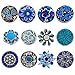 Souarts Pack of 12pcs Mixed Rhinestone Snap Buttons Interchangeable Jewelry Charms Snap Charm Stocking Gifts for Jewelry Necklace Bracelet Making DIY Craft Accessories (Blue)