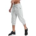 MAGNIVIT Men's 3/4 Jogger Capri Pants Workout Gym Below Knee Shorts Zipper Pockets Jogger Sweatpant Capris for Men