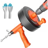 Drain Snake, 25ft Flexible Steel Drain Auger With Drill Adapter, Plumbing Unblocking Hand Auger, Manual Or Powered for Shower &amp; Bathtub Clogs-NOT auto retract or feed