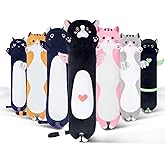 Sausudols Long Cat Body Pillow for Kids, Cute Cat Stuffed Animals Gifts for Girls, Long Cat Plush Toy for Birthday, Soft Cat Plushies Pillow (AngelCat Pink, 35.4in/90cm)
