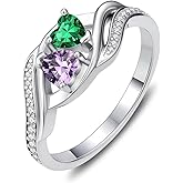 Emerald and Amethyst Rings May and February Birthstone Branch Statement Promise Band Rings Anniversary Jewelry Bridal Wedding Engagement Eternity Valentine's Mothers Day Birthday Gifts for Women Her Girlfriend