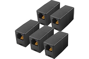 NECABLES 5Pack RJ11 Coupler Phone Line Connector Telephone Cord Adapter RJ11 6P4C Female to Female for Landline Phone and Fax