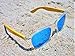 SoFlow Polarized Blue/Neon Bamboo Wood Sunglasses for Men/Women - Wooden Shades